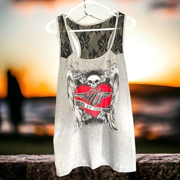Lacey Accented Tank Top l Skull & Heart l Plus l EUC - Picture 7 of 11